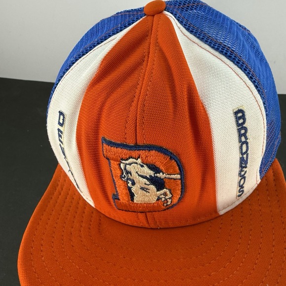 Denver Broncos AJD Lucky Stripes NFL Vintage 80's Trucker Snapback Cap Hat - Picture 2 of 14
